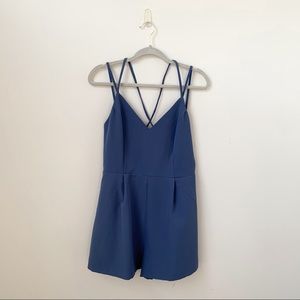 ASOS Blue Low Open Back Double Strap Romper